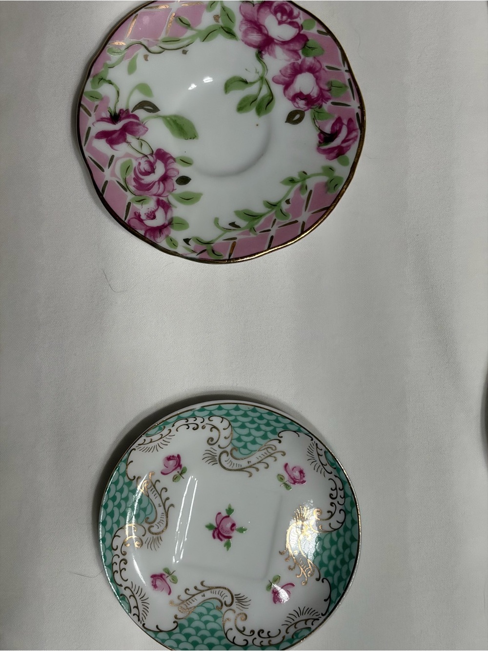 Tiny Porcelain Tea Cups & Saucers 2” high. 12 Assorted. Victorian. Reptoductions - Picture 9 of 15